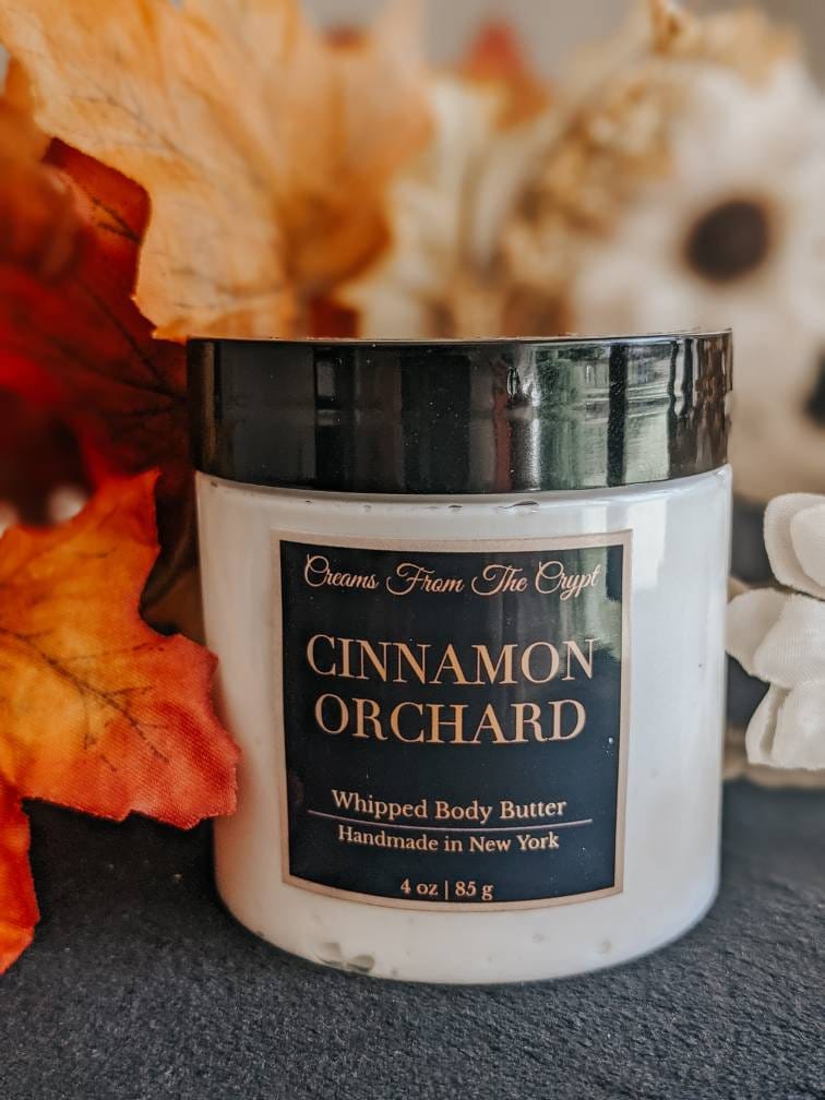 CINNAMON ORCHARD - Apple Pie scented, Vegan whipped body butter, Shea, mango butter, moisturizer, gothic skincare, fall fragrance, fruity