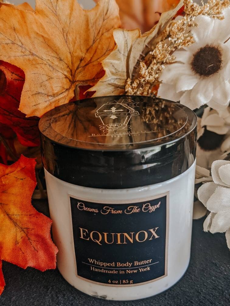 EQUINOX - Fall woods scented, Vegan whipped body butter, Shea, mango butter, moisturizer, gothic skincare, Greens and spice fragrance