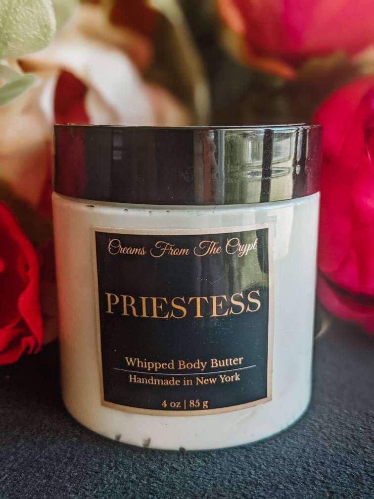 PRIESTESS - Lavender peach scented, Vegan whipped body butter, Shea, mango butter, moisturizer, gothic skincare, fruity fragrance