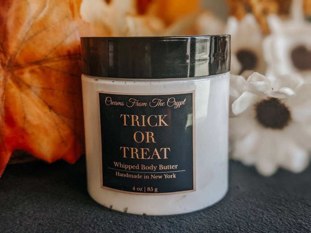 TRICK OR TREAT - Butterscotch Vegan whipped body butter, Shea, mango butter, moisturizer, gothic skincare, sweet scent, fall fragrance