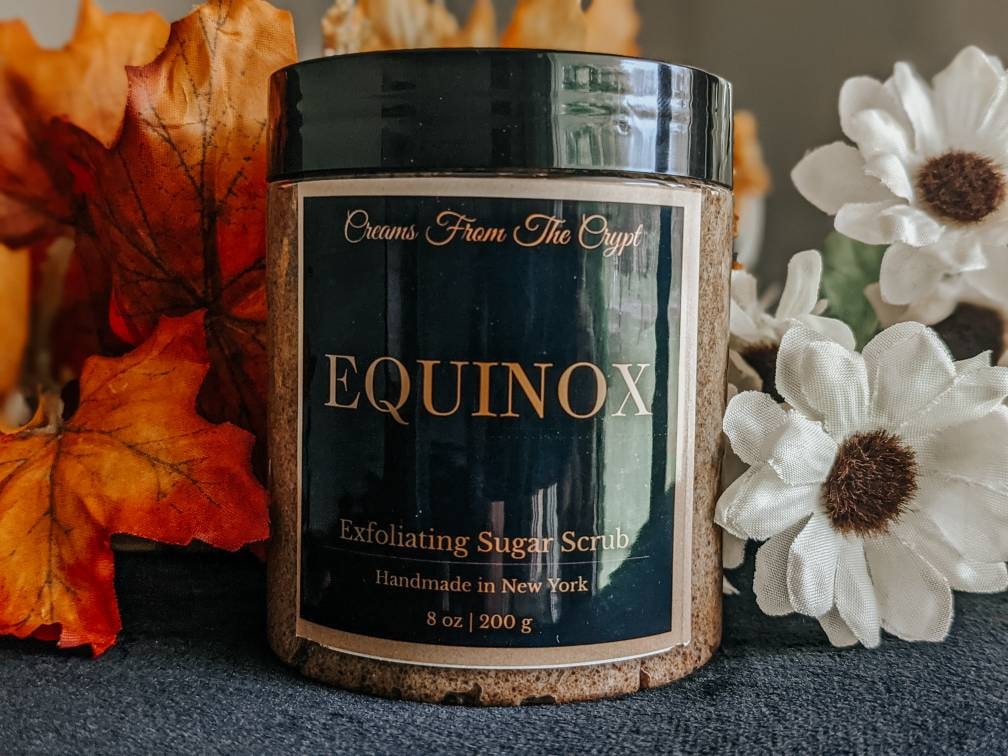 EQUINOX - Greens + Clove Sugar Scrub, Vegan skincare, Exfoliating, Shea and Mango Butter, Body Scrub, Fall Scent, Unisex fragrance