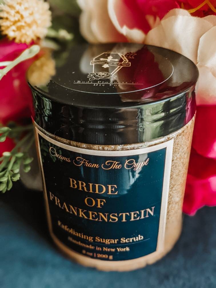 BRIDE OF FRANKENSTEIN - Black Raspberry Vanilla Sugar Scrub, Vegan skincare, Exfoliating, Shea and Mango Butter, Body Scrub, Fruity, Gothic