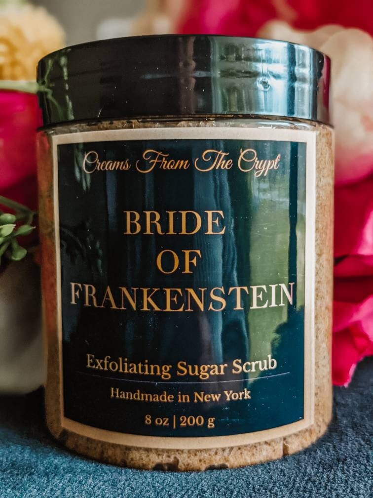BRIDE OF FRANKENSTEIN - Black Raspberry Vanilla Sugar Scrub, Vegan skincare, Exfoliating, Shea and Mango Butter, Body Scrub, Fruity, Gothic