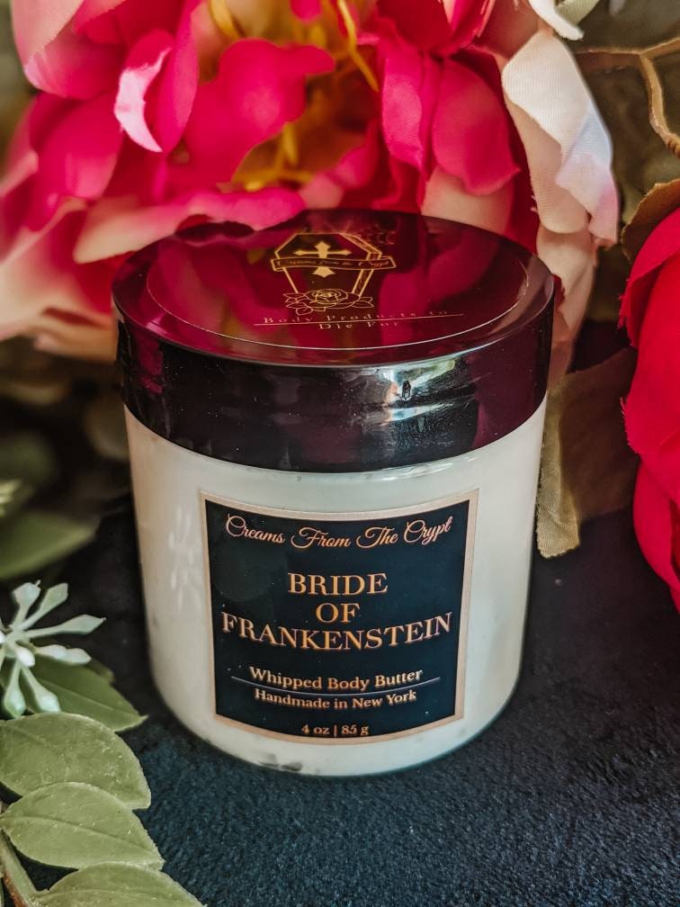 BRIDE OF FRANKENSTEIN - black raspberry vanilla scented, Vegan whipped body butter, Shea, mango butter, gothic skincare, fruity fragrance
