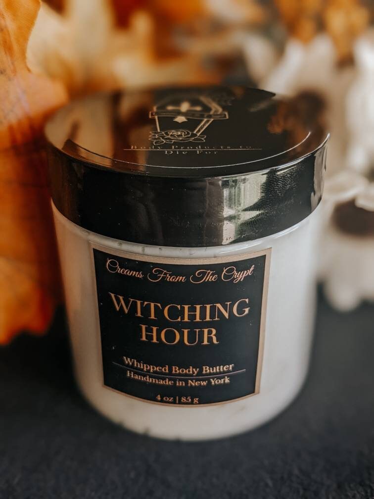 WITCHING HOUR - Mums and fruit scented, Vegan whipped body butter, Shea, mango butter, moisturizer, gothic skincare, fall fragrance, floral