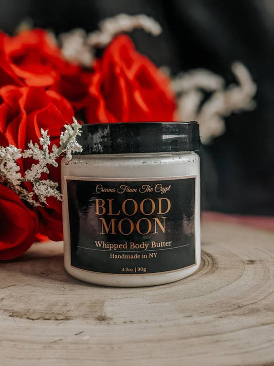 BLOOD MOON - Strawberry scented, Vegan whipped body butter, Shea, mango butter, moisturizer, gothic skincare, summer fragrance, fruity