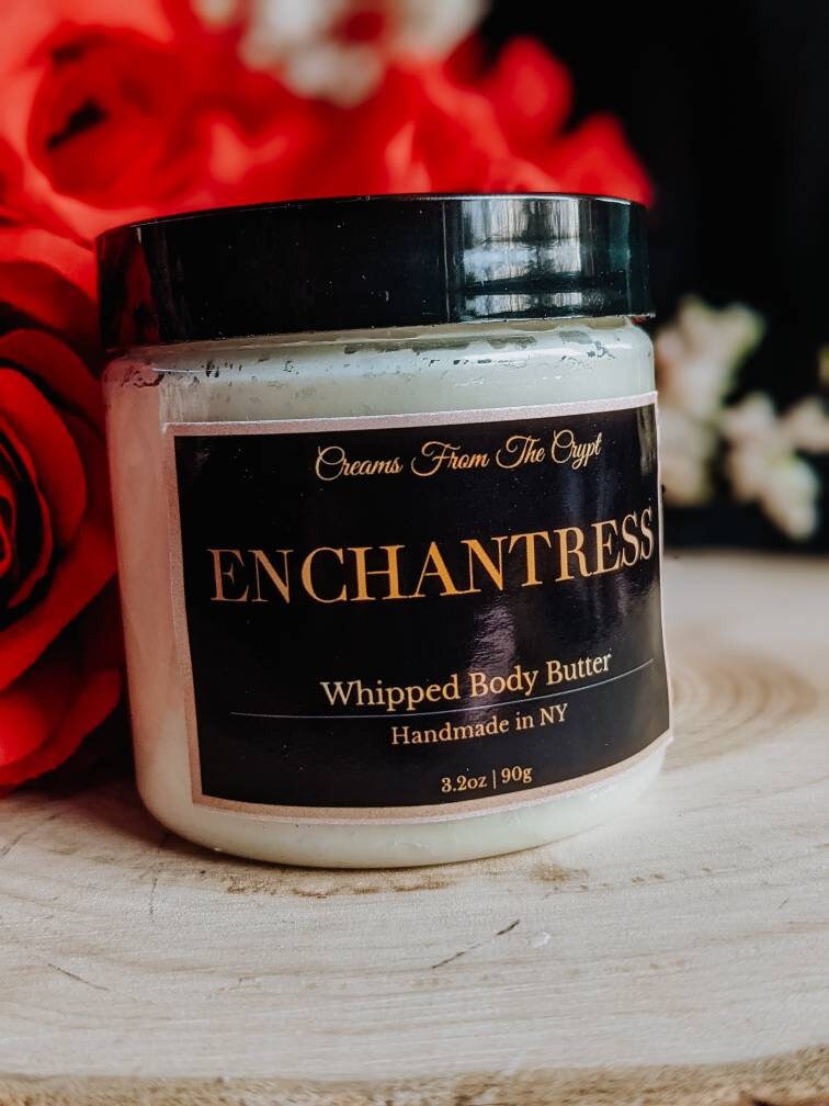 ENCHANTRESS - Blueberry chamomile scented, Vegan whipped body butter, Shea, mango butter, gothic skincare, floral and fruity fragrance