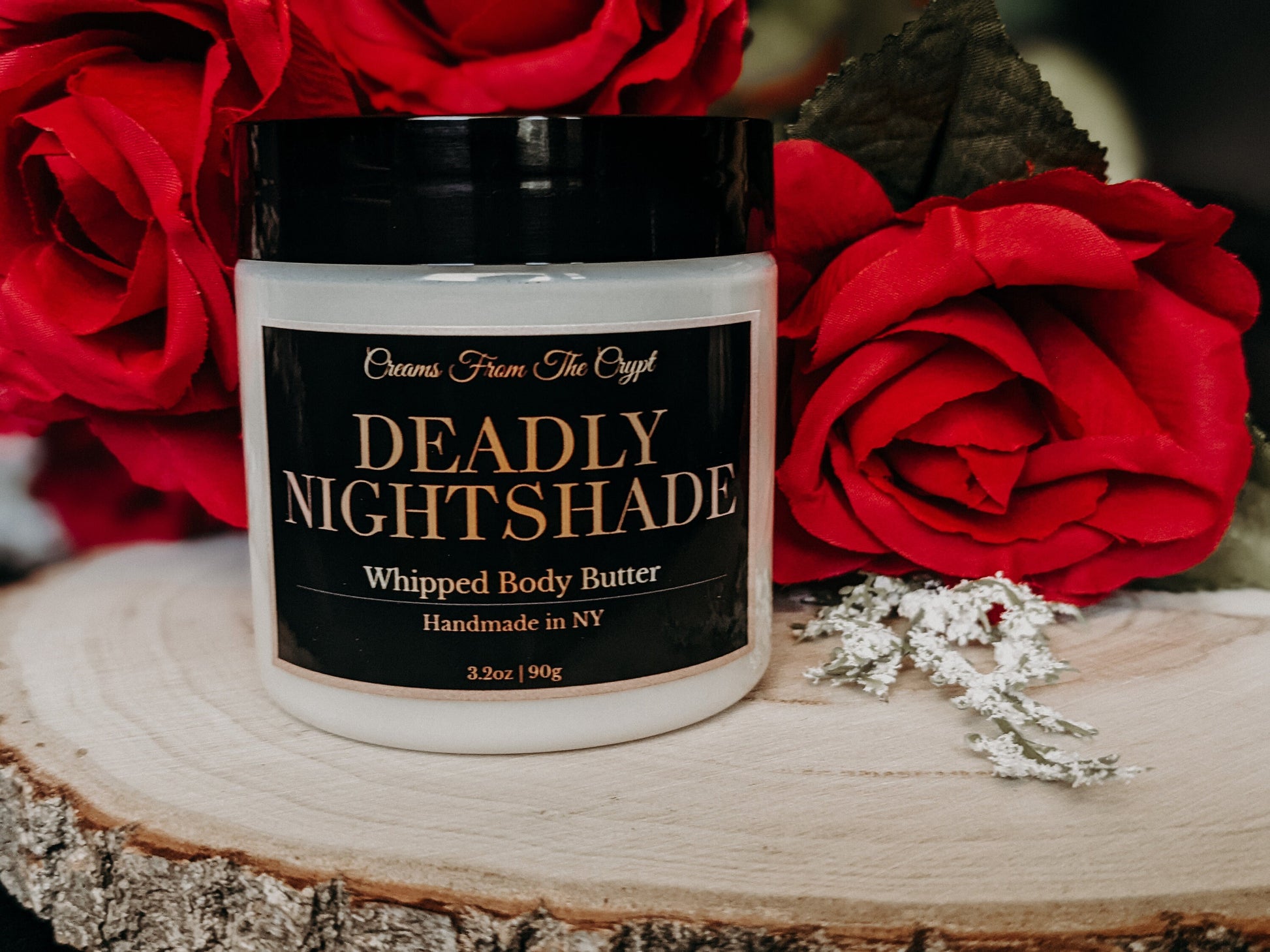 DEADLY NIGHTSHADE - Floral Sandalwood scented, Vegan whipped body butter, Shea, mango butter, moisturizer, gothic skincare, floral fragrance