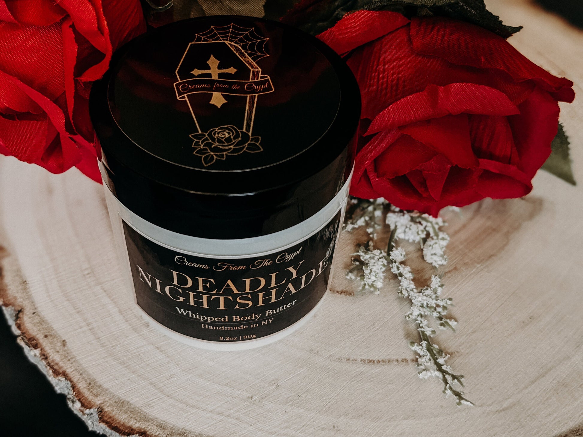 DEADLY NIGHTSHADE - Floral Sandalwood scented, Vegan whipped body butter, Shea, mango butter, moisturizer, gothic skincare, floral fragrance