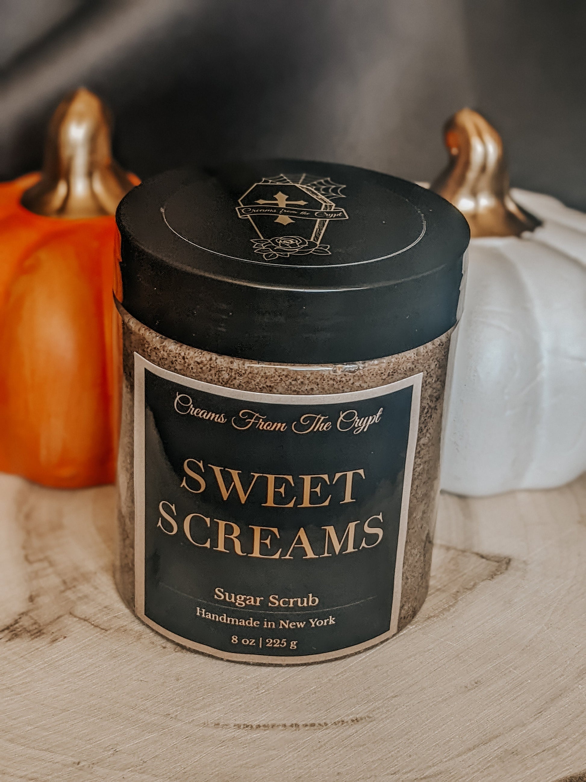 SWEET SCREAMS - Pumpkin cheesecake Scented Sugar Scrub, Vegan skincare, Exfoliate, Shea, Mango Butter, Body Scrub, Fall/Food Fragrance, Gift