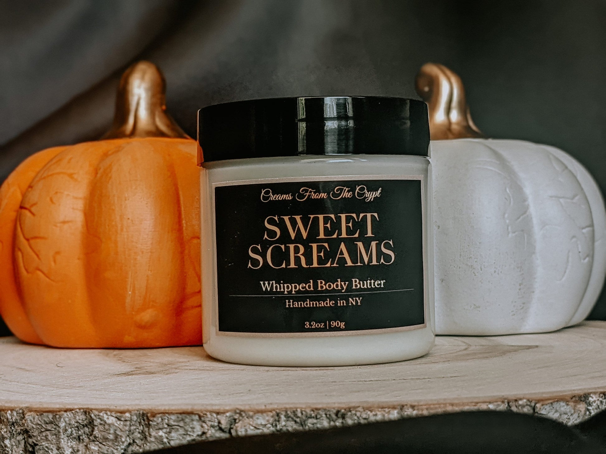 SWEET SCREAMS - Pumpkin Cheesecake scented, Vegan whipped body butter, Shea, mango butter, moisturizer, gothic skincare, fall/food fragrance