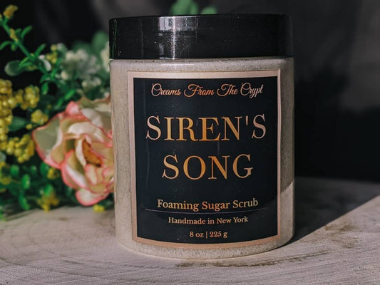 SIREN'S SONG - Sea Salt and Jasmine Foaming sugar scrub, body polish, soap + exfoliant, floral fragrance, sulfate free, gothic skincare