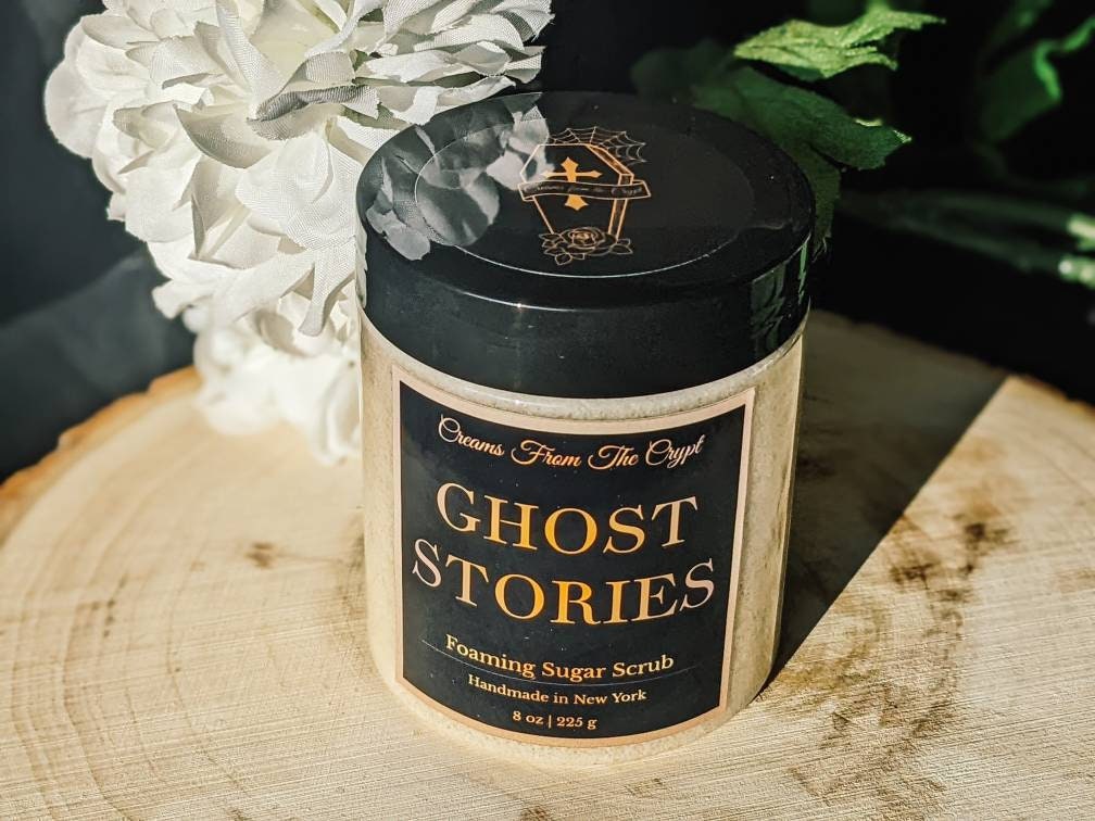 GHOST STORIES - Warm Vanilla Foaming sugar scrub, body polish, soap + exfoliant, sweet and natural fragrance, sulfate free, gothic skincare