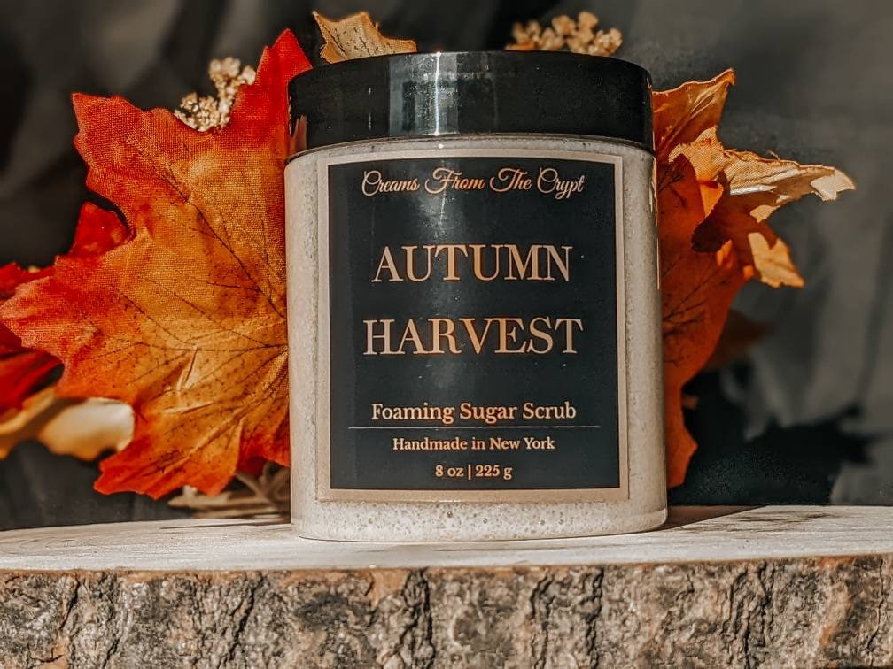 AUTUMN HARVEST - Pumpkin Apple Butter Foaming sugar scrub, body polish, soap + exfoliant, fall bakery scented, sulfate free, gothic skincare