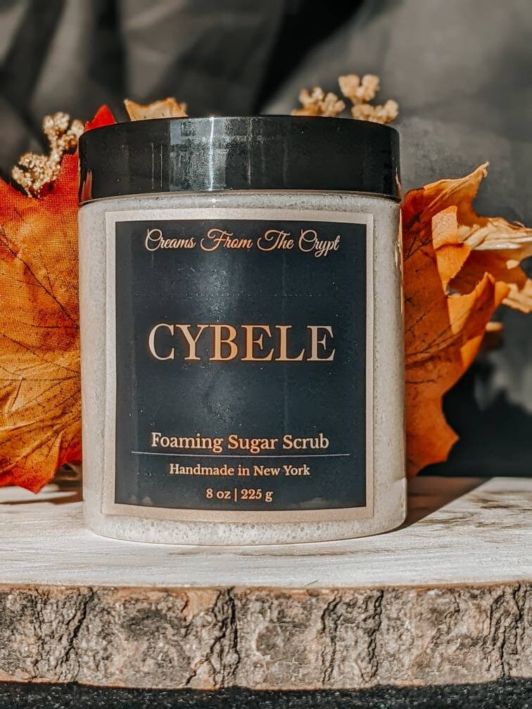 CYBELE - Honey Almond Foaming sugar scrub, body polish, soap + exfoliant, sweet fall fragrance, nutty, sulfate free, gothic skincare