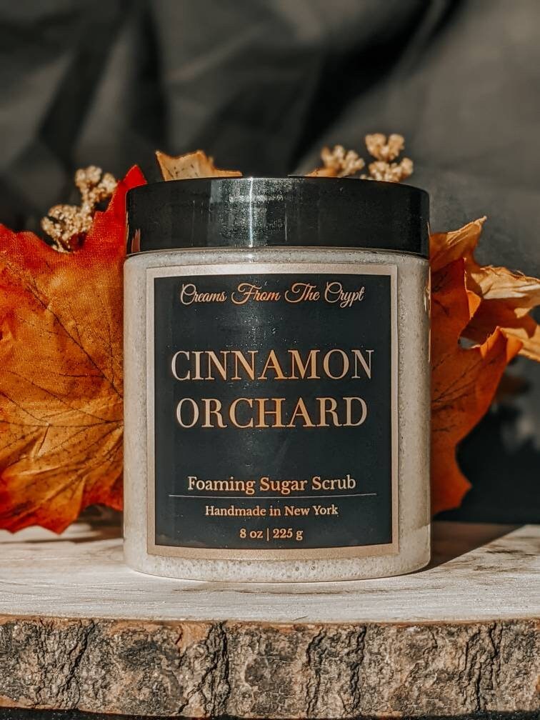 CINNAMON ORCHARD - Apple Pie Foaming sugar scrub, body polish, soap + exfoliant, fruity fall fragrance, sulfate free, gothic skincare