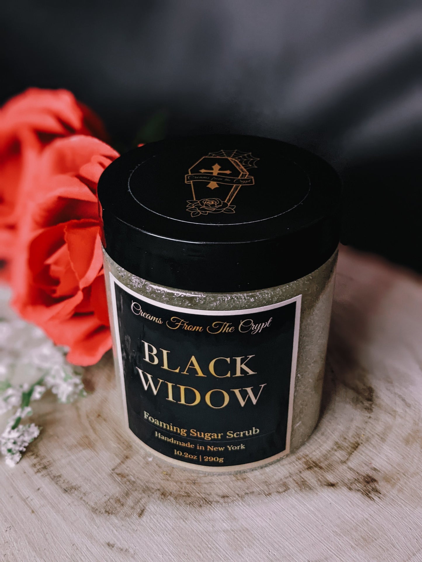 BLACK WIDOW - Cherry Merlot Foaming sugar scrub, body polish, soap + exfoliant, fruity fragrance, sulfate free, gothic skincare, gift idea