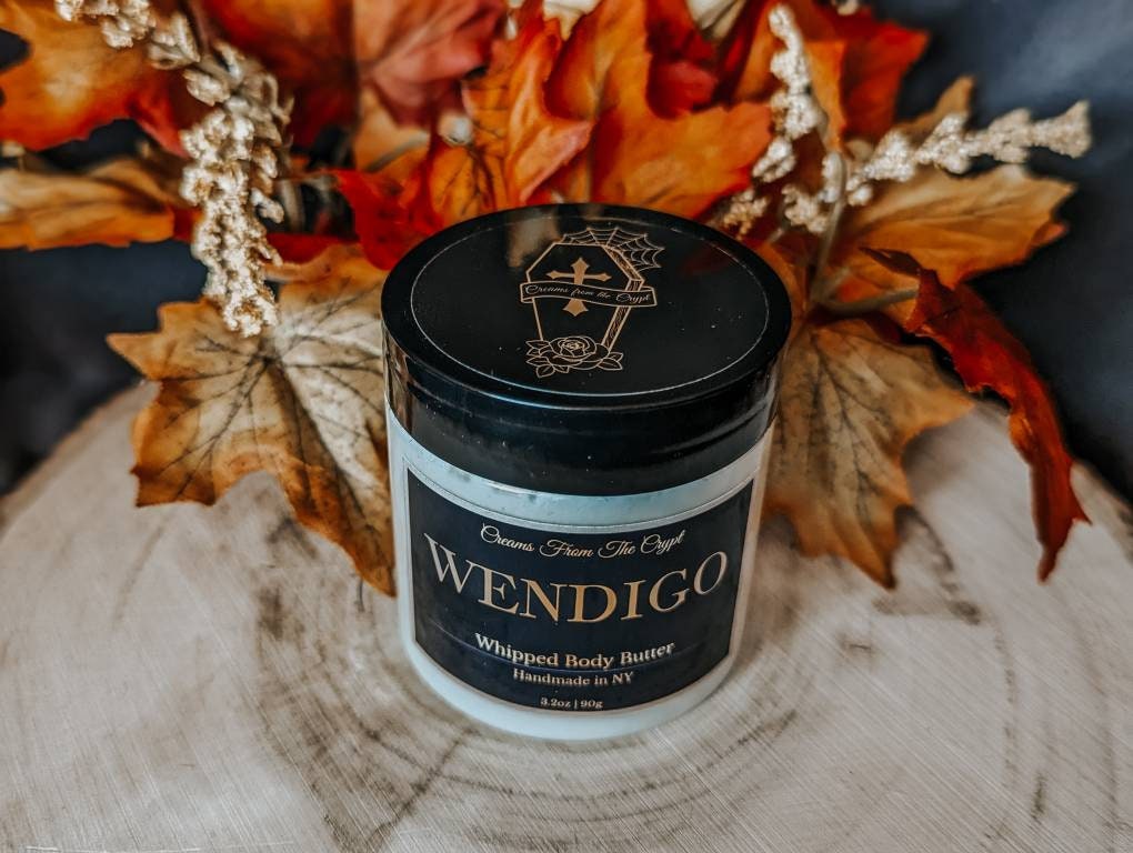 WENDIGO - Cedar + Sandalwood scented, Vegan whipped body butter, Shea, mango butter, gothic skincare, masculine fragrance, unisex, men's