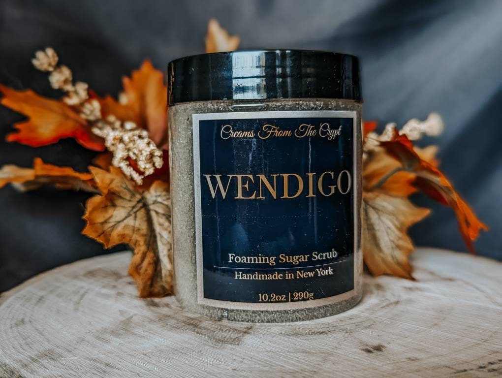 WENDIGO - Cedar + Sandalwood Scented Foaming sugar scrub, soap + exfoliant, unisex fragrance, sulfate free, gothic skincare, masculine, mens