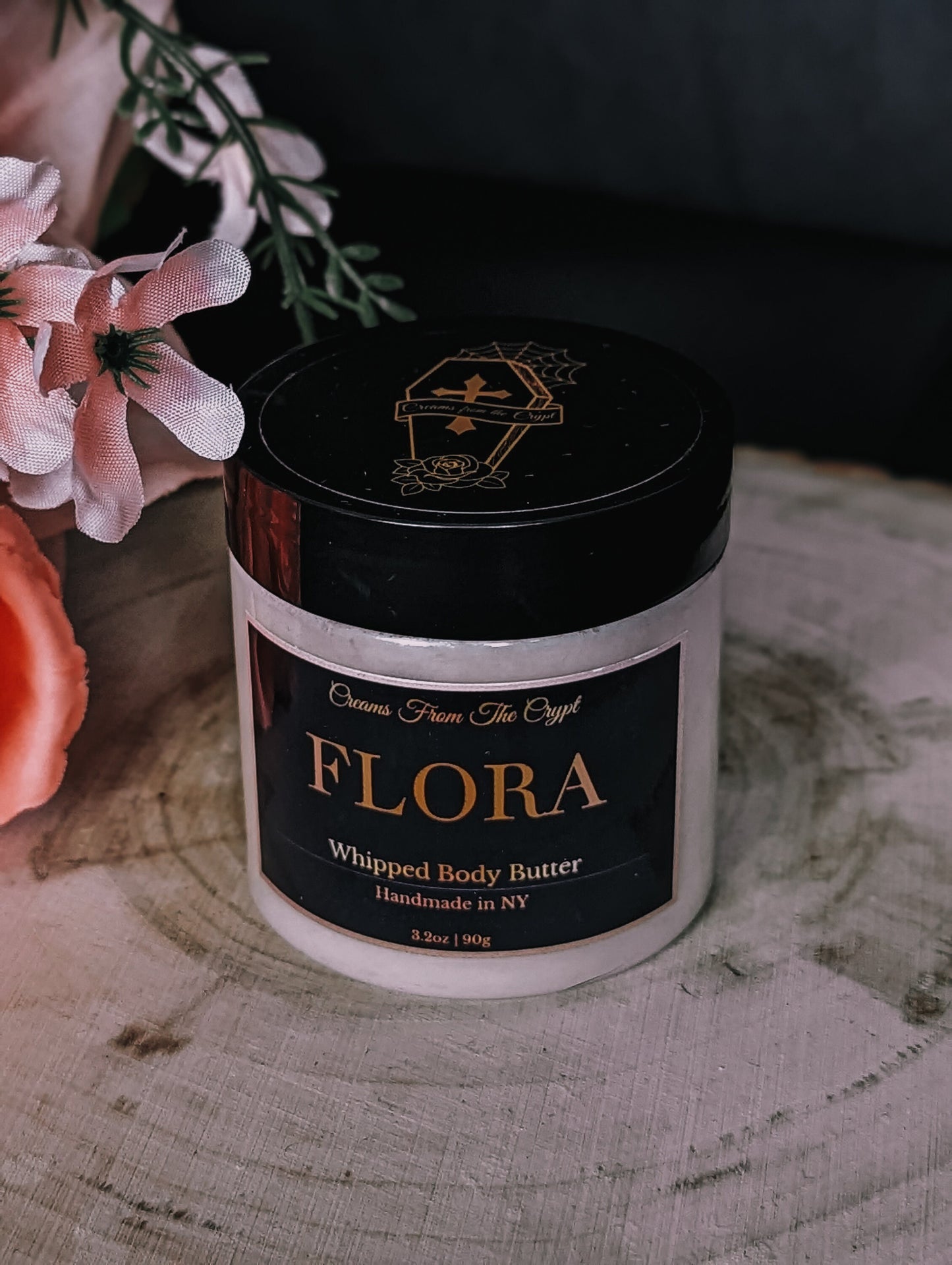 FLORA - Violet and rose scented, vegan whipped body butter, Shea, mango butter, moisturizer, gothic skincare, floral fragrance, spring