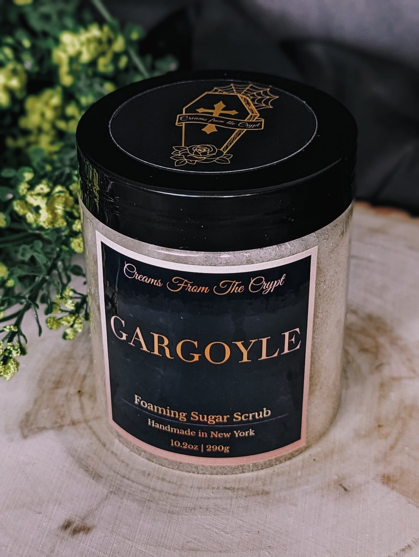 GARGOYLE - Stone and floral scented foaming sugar scrub, body polish, soap + exfoliant, unisex fragrance, earthy skincare, sulfate free