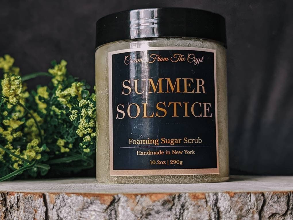 SUMMER SOLSTICE - Lemonade Scented Foaming sugar scrub, body polish, soap + exfoliant, fruity fragrance, sulfate free, gothic skincare