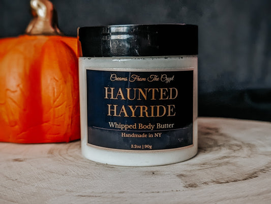 HAUNTED HAYRIDE - Pumpkin and woods scented, vegan whipped body butter, Shea, mango butter, moisturizer, gothic skincare, fall fragrance