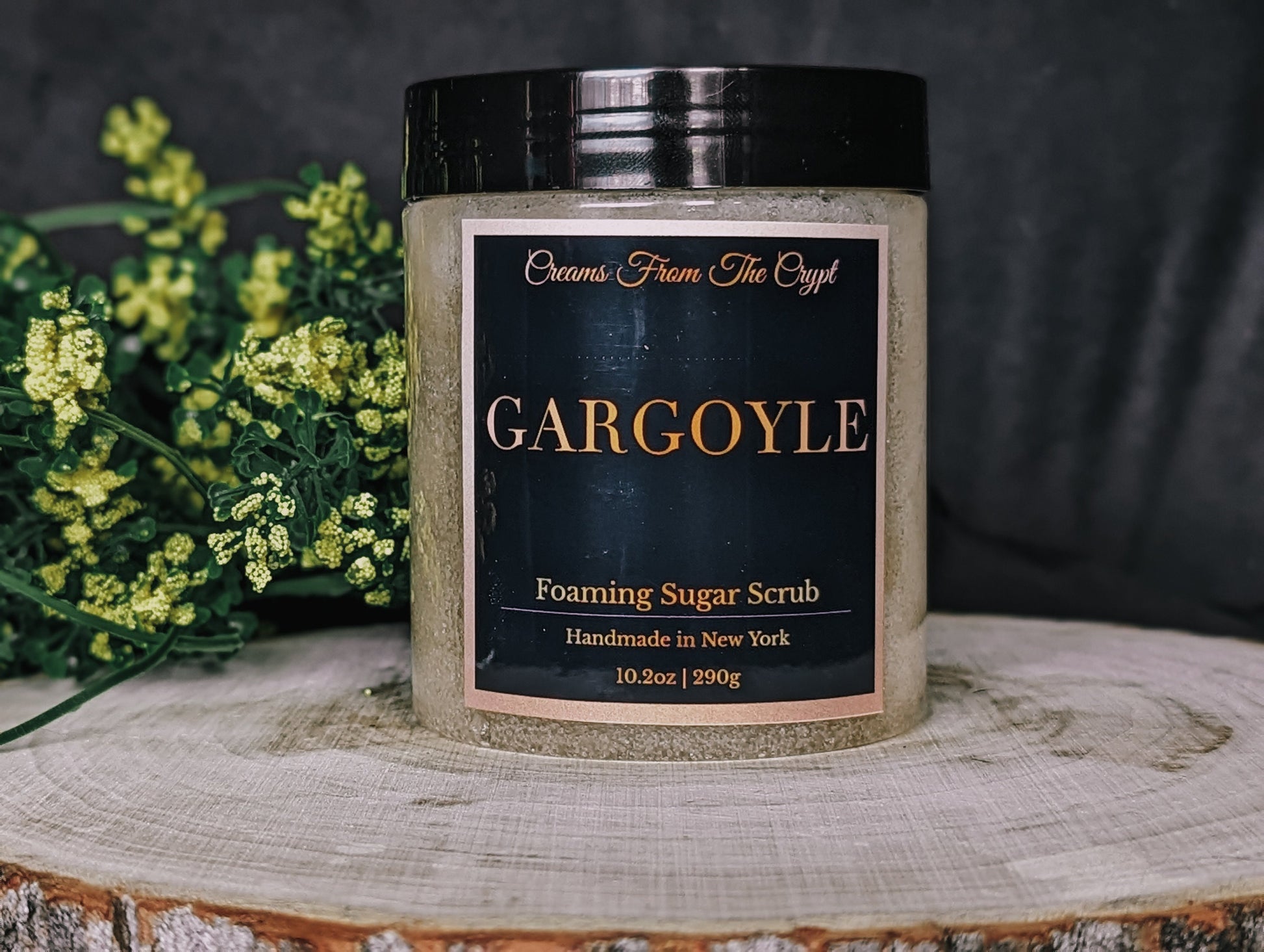 GARGOYLE - Stone and floral scented foaming sugar scrub, body polish, soap + exfoliant, unisex fragrance, earthy skincare, sulfate free