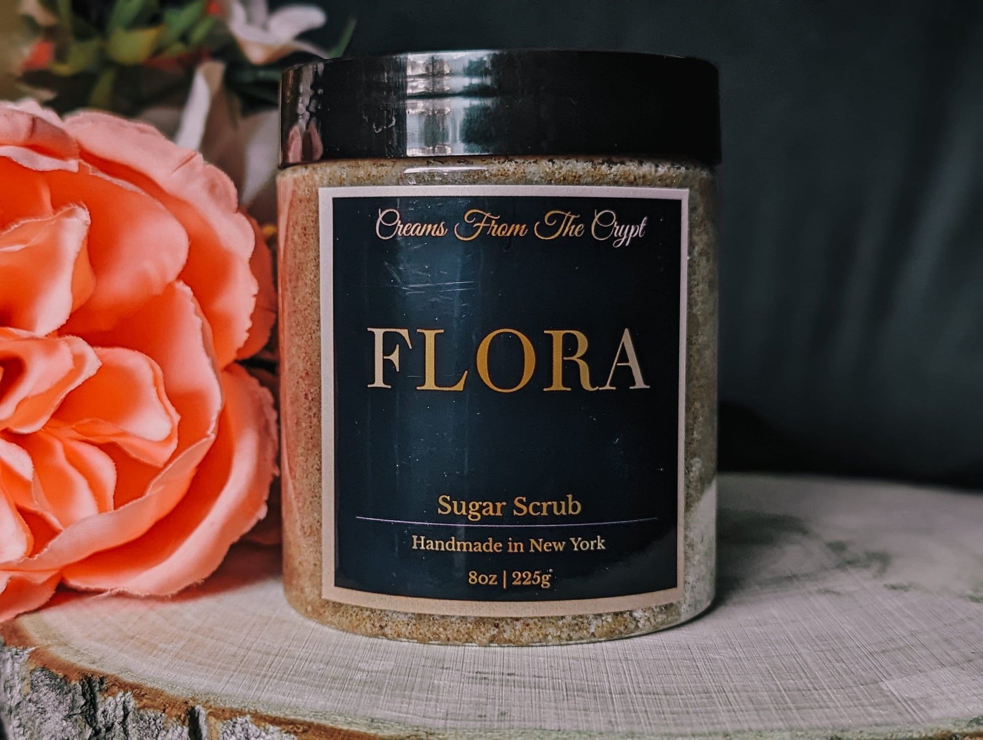 FLORA - Rose and Violet Scented Sugar Scrub, Vegan skincare, Exfoliate, Shea, Mango Butter, Body Scrub, Floral Fragrance, Self Care, Gift