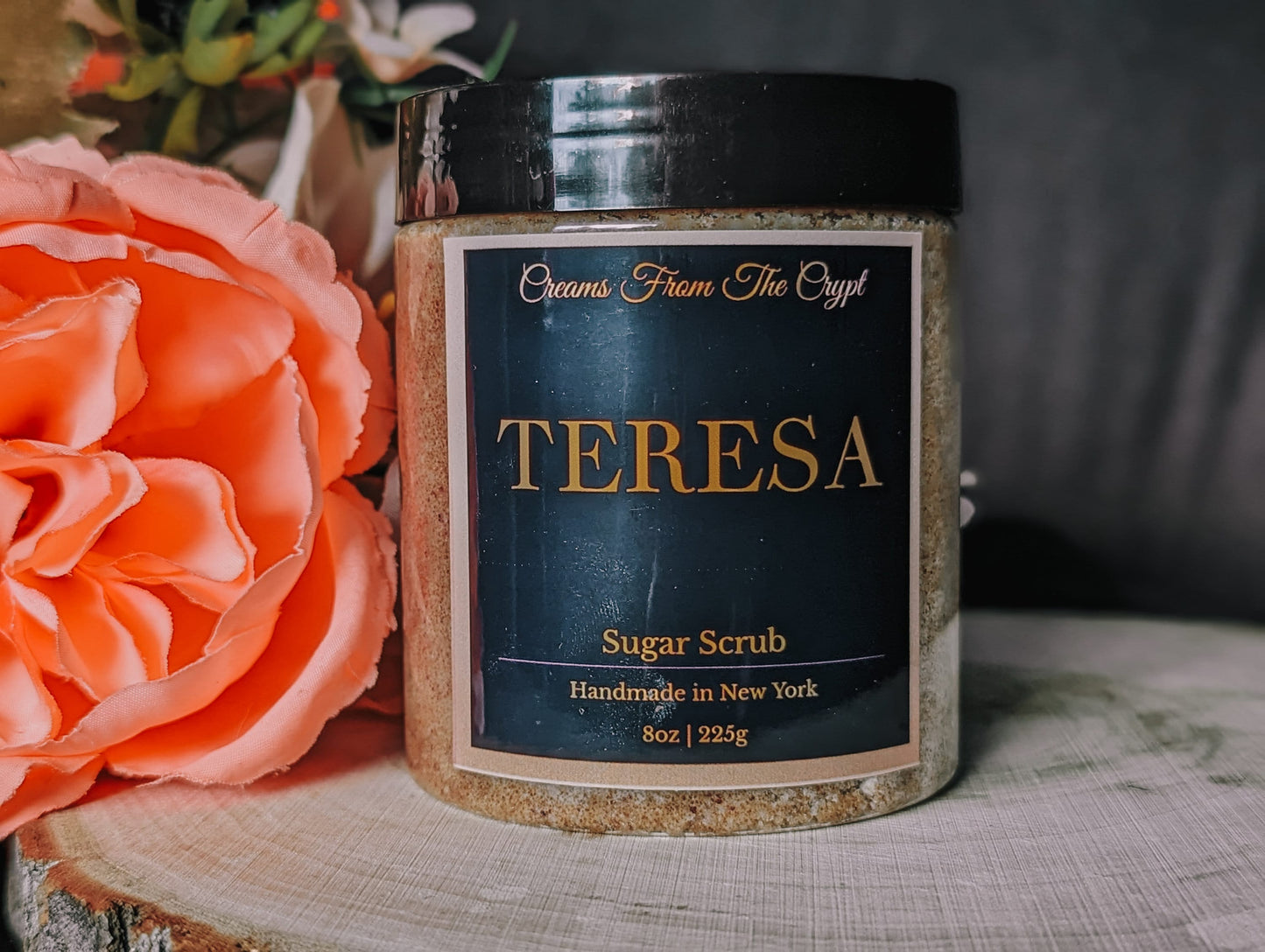 TERESA - Hyacinth Scented Sugar Scrub, Vegan skincare, Exfoliate, Shea, Mango Butter, Body Scrub, Floral Fragrance, Shower Gift, Self Care