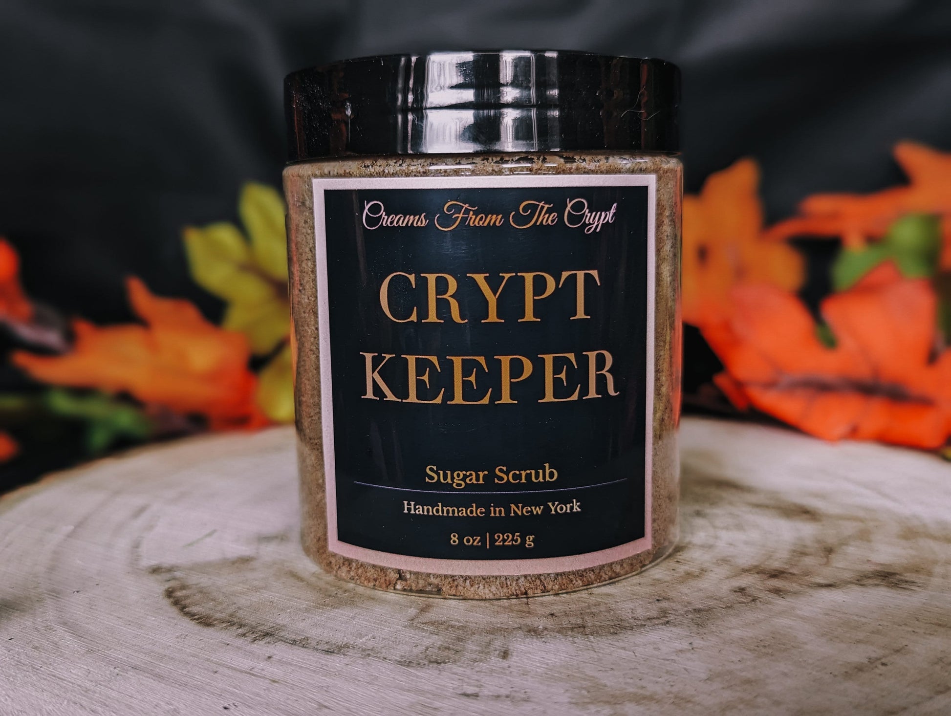 CRYPT KEEPER - Leaves and Autumn Air Scented Sugar Scrub, Vegan skincare, Exfoliating, Shea and Mango Butter, Body Scrub, Fall Soil Scent