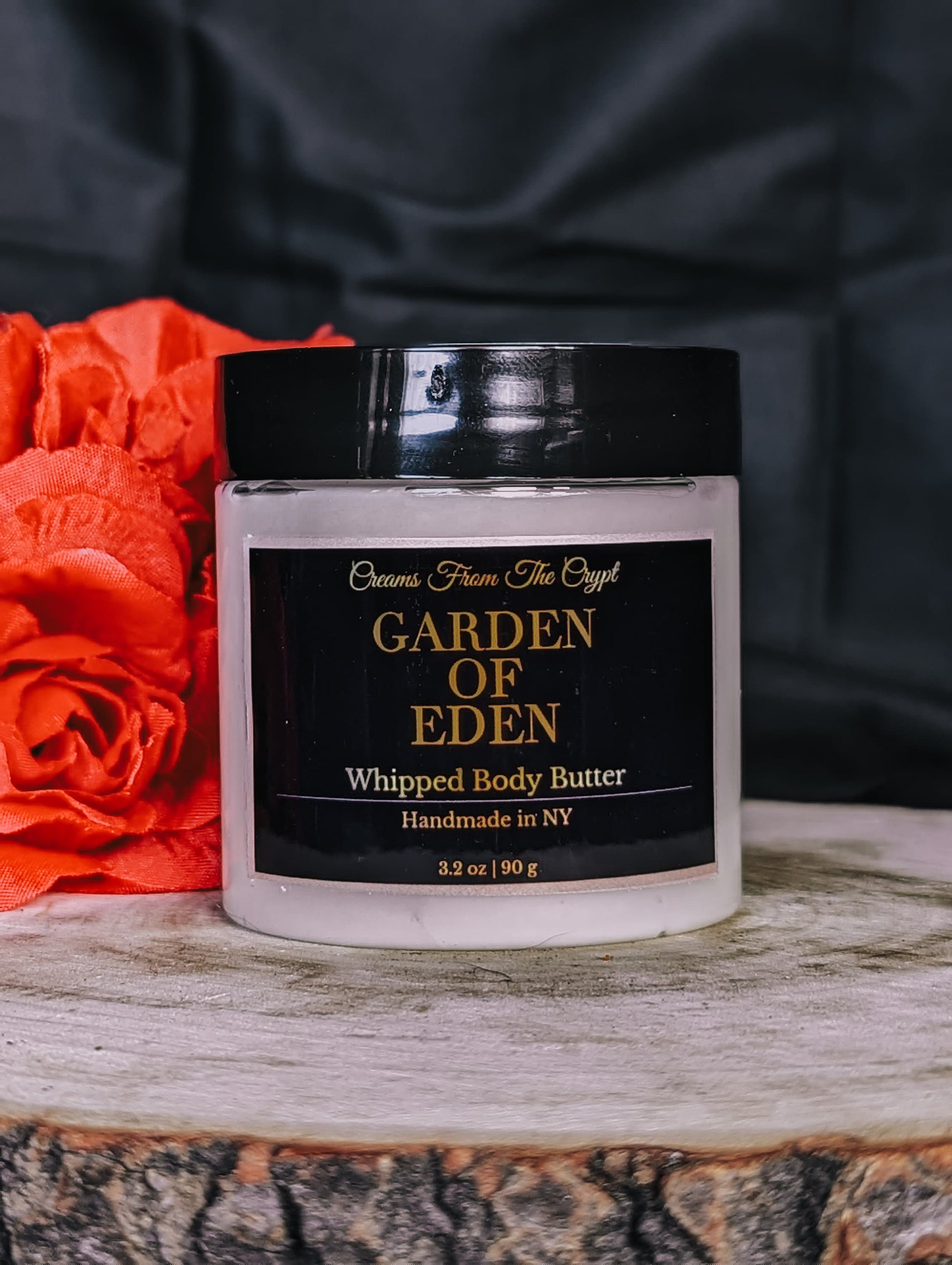 GARDEN OF EDEN - Rose and patchouli scented vegan whipped body butter, shea, mango butter, moisturizer, gothic skincare, floral fragrance