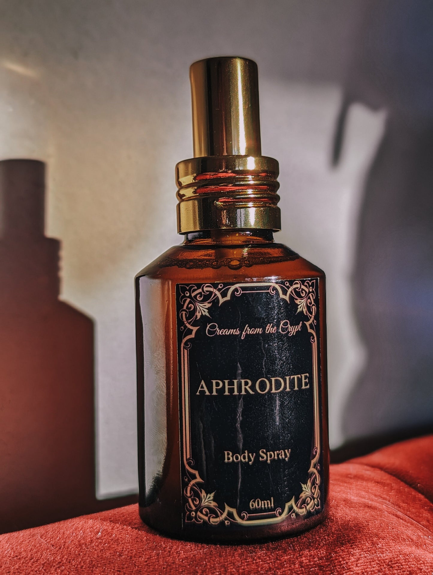 Custom body spray, gothic and witchy fragrance, multiple scents, vegan, cruelty free, 2oz, gift, fine mist pump, gold bottle